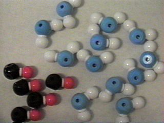 Models showing unmixed water and weak electrolyte molecules.